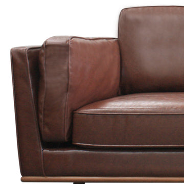 3 Seater Faux Sofa Brown Lounge Set for Living Room Couch with Wooden Frame - 0