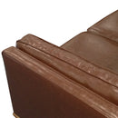 3 Seater Faux Sofa Brown Lounge Set for Living Room Couch with Wooden Frame-3