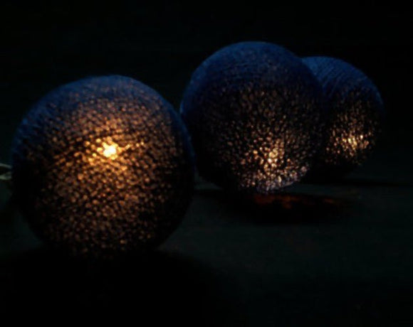 1 Set of 20 LED Black 5cm Cotton Ball Battery Powered String Lights Christmas Gift Home Wedding Party Bedroom Decoration Outdoor Indoor Table Centrepiece - RnR Galore