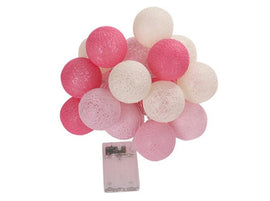 1 Set of 20 LED Pink 5cm Cotton Ball Battery Powered String Lights Christmas Gift Home Wedding Party Girl Bedroom Decoration Outdoor Indoor Table - RnR Galore