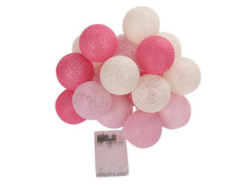 1 Set of 20 LED Pink 5cm Cotton Ball Battery Powered String Lights Christmas Gift Home Wedding Party Girl Bedroom Decoration Outdoor Indoor Table - RnR Galore