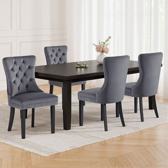 1 Set of 4 Artiss Dining Chairs Grey Velvet - RnR Galore