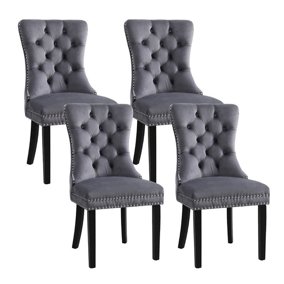 1 Set of 4 Artiss Dining Chairs Grey Velvet - RnR Galore