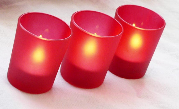 10 Pack Red Frosted Glass Votive Tealight Candle Holders Valentines Day Xmas Wedding Decor Glass Candlestick Party Decorations Bridal Baby Shower Event - RnR Galore