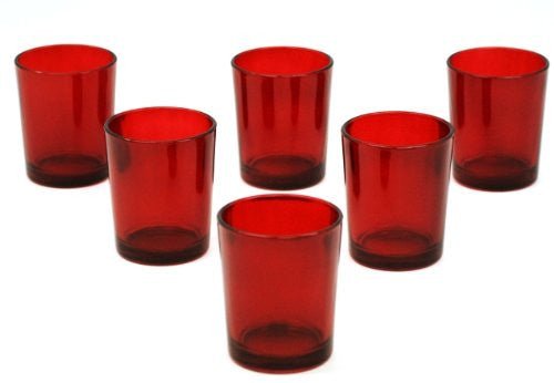 10 Pack Red Glass Votive Tealight Candle Holders House Party Centerpiece Xmas Wedding Decor Glass Candlestick Party Decorations Bridal Valentines Event - RnR Galore