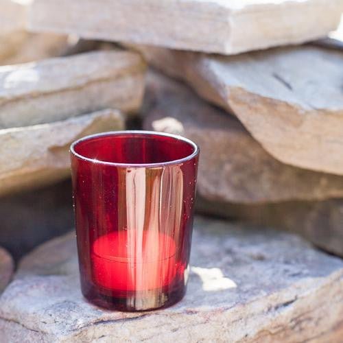 10 Pack Red Glass Votive Tealight Candle Holders House Party Centerpiece Xmas Wedding Decor Glass Candlestick Party Decorations Bridal Valentines Event - RnR Galore