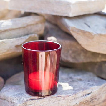 10 Pack Red Glass Votive Tealight Candle Holders House Party Centerpiece Xmas Wedding Decor Glass Candlestick Party Decorations Bridal Valentines Event - RnR Galore
