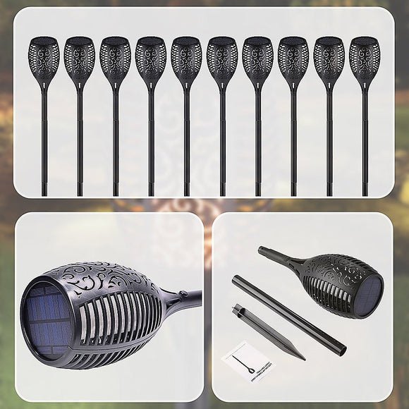 10 Pack Solar Torch Lights 96 LED Flickering Lighting Dancing Flame Garden Lamp - RnR Galore