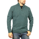 100% SHETLAND RAGG WOOL Half Zip Up Knit JUMPER Pullover Mens Sweater Knitted - Sherwood - L - RnR Galore