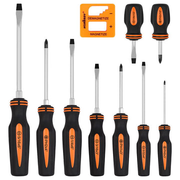 10Pcs Magnetic Screwdriver Set Phillips Slotted Magnetizer Non - Slip Handle Tool - RnR Galore