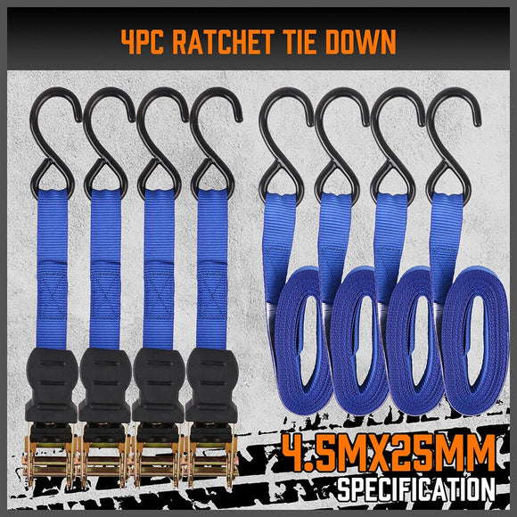 10Pcs Ratchet Tie Down Straps 997KG 4.5M Trucks Trailer Strap ‎Stainless Steel - RnR Galore