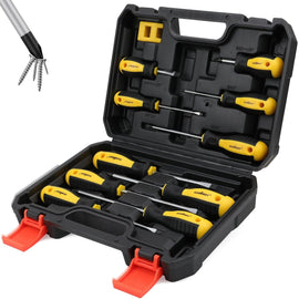 11 - Pieces Magnetic Screwdriver Set with Case Magnetizer Demagnetizer Flat Head - RnR Galore