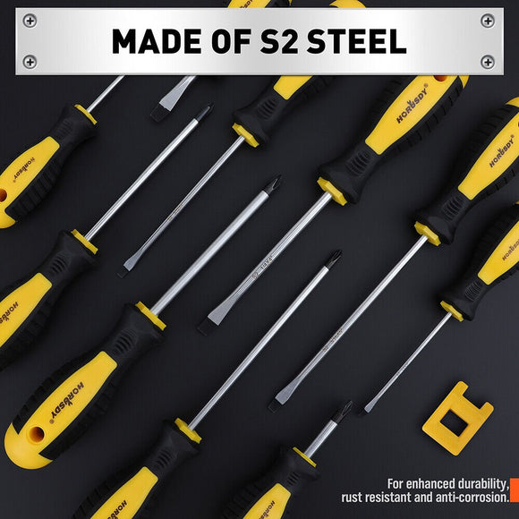 11 - Pieces Magnetic Screwdriver Set with Case Magnetizer Demagnetizer Flat Head - RnR Galore