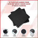 12 Tiles EVA Rubber Foam Gym Mat 60x60cm – 2.5cm Thick Fitness Flooring Set - RnR Galore
