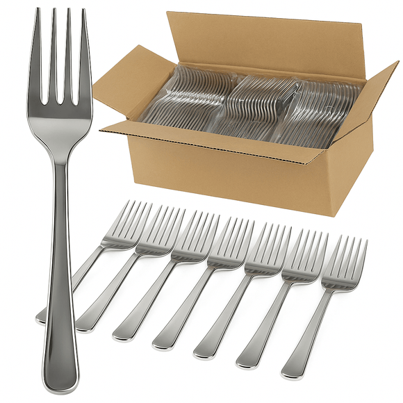 1200x Reusable Plastic Forks Cutlery Bulk BPA Free Extra Strong - Gloss Silver - RnR Galore