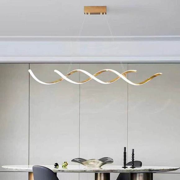 120cm Modern Minimalist Titanium Gold Pendant Light Adjustable LED Chandelier - RnR Galore
