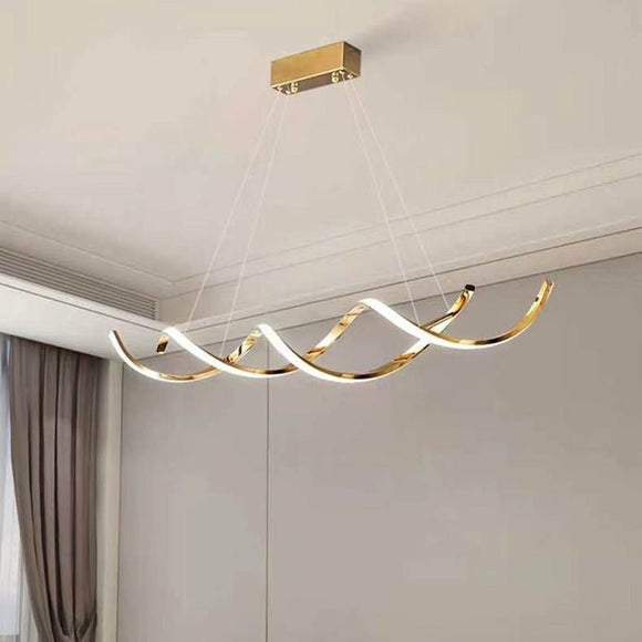 120cm Modern Minimalist Titanium Gold Pendant Light Adjustable LED Chandelier - RnR Galore