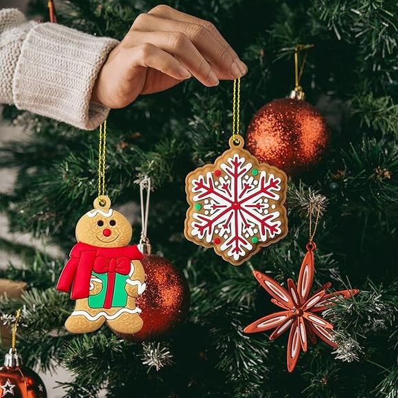 12pcs Christmas Ornaments Cute Snowman Xmas Tree Decorations Santa Claus Plastic Figurines Ornaments with Sugar Cookie House for Christmas Tree Hanging Party DIY Decor 3 Inch Tall - RnR Galore