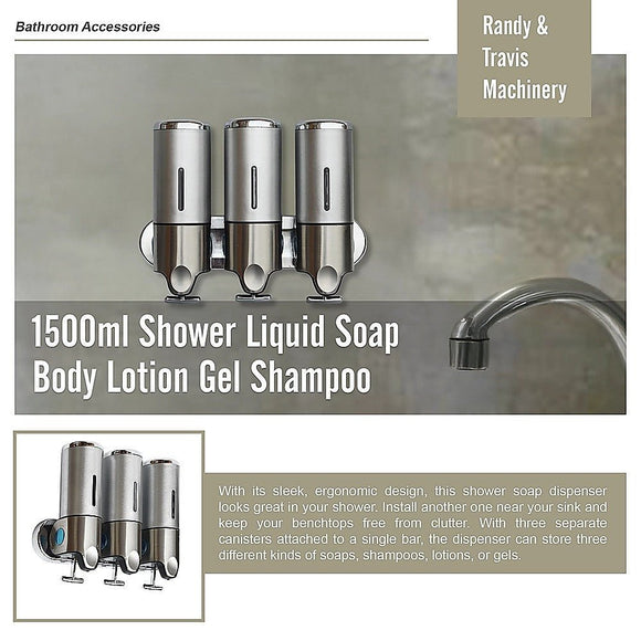 1500ml Shower Liquid Soap Body Lotion Gel Shampoo Bathroom Dispenser - RnR Galore