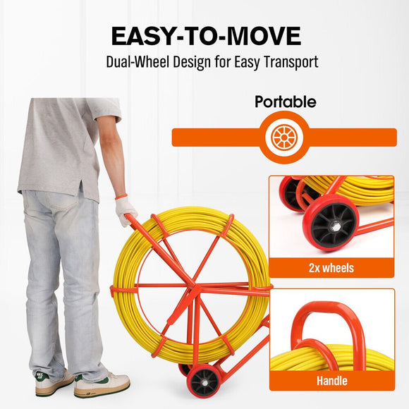 150M×8MM Fish Tape Puller Fiberglass Wire Cable Running Duct Rodder Heavy Duty - RnR Galore