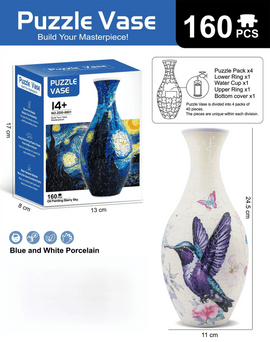 160 PCS Hummingbird 3D Puzzle Vase - DIY Interlocking Flower Vase Kit, Home Decorative and Toy Gift for Mom - RnR Galore