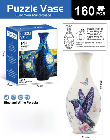 160 PCS Hummingbird 3D Puzzle Vase - DIY Interlocking Flower Vase Kit, Home Decorative and Toy Gift for Mom - RnR Galore