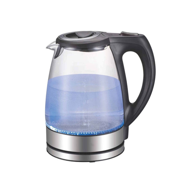 1.7L Electric Glass Kettle LED Blue Light 360 Automatic Cordless Water Boiling Jug - RnR Galore