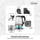1.7L Electric Glass Kettle LED Blue Light 360 Automatic Cordless Water Boiling Jug - RnR Galore
