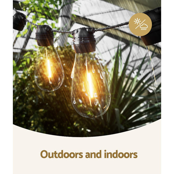 17m Solar Festoon Lights Outdoor LED String Light Christmas Party Decor - RnR Galore
