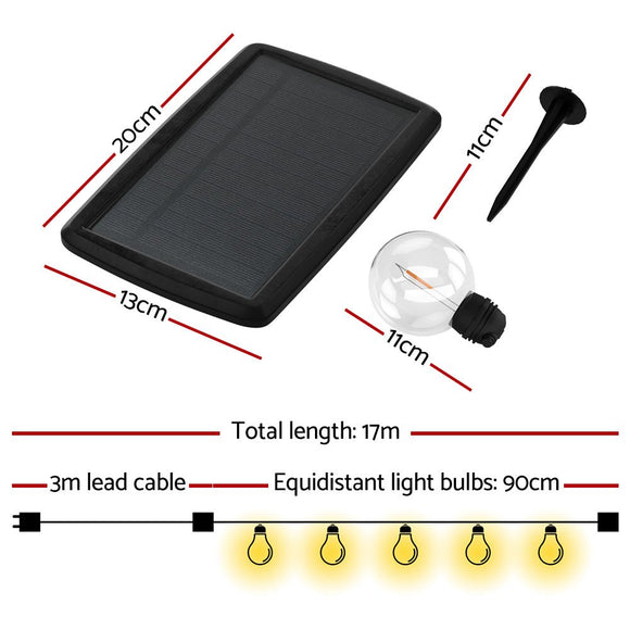 17m Solar Festoon Lights Outdoor LED String Light Christmas Wedding Decor 2 Pack - RnR Galore
