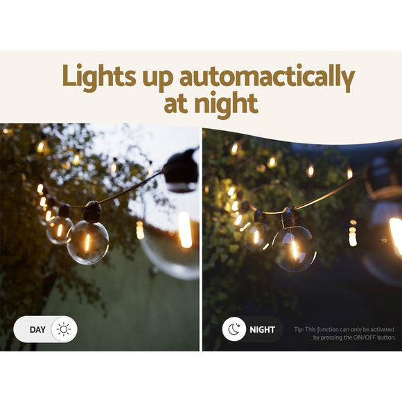 17m Solar Festoon Lights Outdoor LED String Light Wedding Christmas Party - RnR Galore