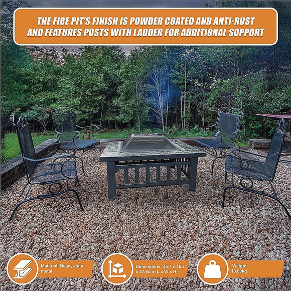 18" Square Metal Fire Pit Outdoor Heater - RnR Galore