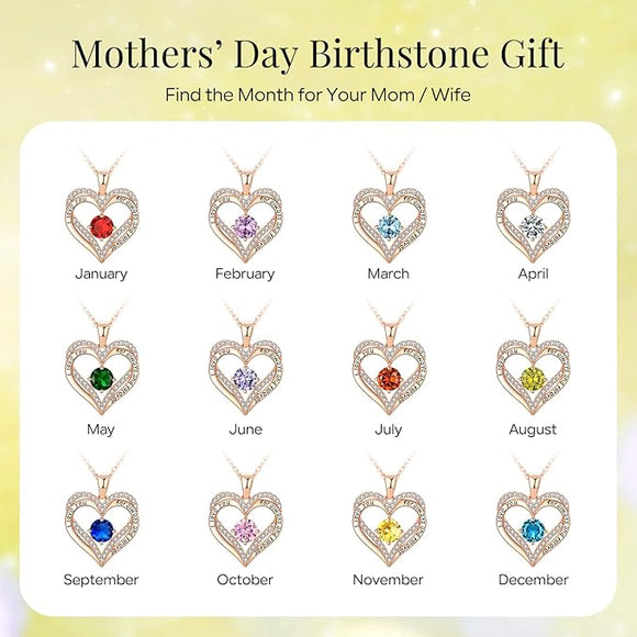 18K Rose Gold Necklaces for Women, 926 Sterling Silver Gifts for Mothers Day, Jewelry for Wife Mom Her Girlfriend, Birthstone Diamond Necklace for Birthday Anniversary, Heart Pendant Jewelry - AUG - RnR Galore