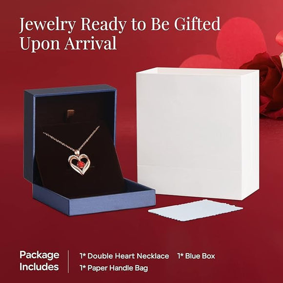 18K Rose Gold Necklaces for Women, 926 Sterling Silver Gifts for Mothers Day, Jewelry for Wife Mom Her Girlfriend, Birthstone Diamond Necklace for Birthday Anniversary, Heart Pendant Jewelry - AUG - RnR Galore