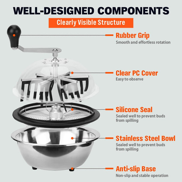 19 inch Bud Leaf Bowl Trimmer Tumble Stainless Steel Blades Twisted Spin Cut - RnR Galore