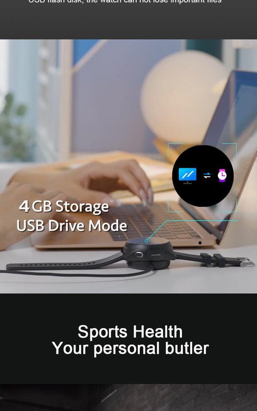 2 - in - 1 Smartwatch /Earphones & Charging Dock | 4GB MP3, Health Tracker | Titanium Grey | World’s First Patented - RnR Galore