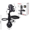 2 - Pack (2 - in - 1 Standard Version & 3 - in - 1 Pro Phone Mount Version) Car Rotating Dinner Tray & Double Cup Holder with Secure Phone Mount - Car Cup Slot Swivel Expander and Snacks & Drinks Organizer - RnR Galore