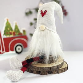 2 - Pack Christmas Gnome Decorations - Red & White Long Leg Faceless Santa Elf Plush Ornaments - RnR Galore
