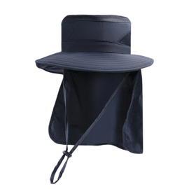 2 - Pack Dark Blue Men's Adjustable Sun Protection Hat - Wide Brim, Deep Crown, Quick Dry Breathable Sun Cap with Neck Flap for Hiking & Outdoors - RnR Galore