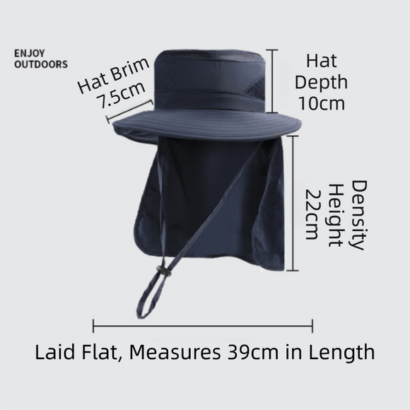 2 - Pack Dark Grey Men's Adjustable Sun Protection Hat - Wide Brim, Deep Crown, Quick Dry Breathable Sun Cap with Neck Flap for Hiking & Outdoors - RnR Galore