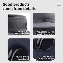 2 - Pack Dark Grey Men's Adjustable Sun Protection Hat - Wide Brim, Deep Crown, Quick Dry Breathable Sun Cap with Neck Flap for Hiking & Outdoors - RnR Galore
