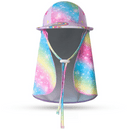 2 - Pack Girls' Sun Protection Swim Cap Set - Cute Cartoon Rainbow Horse Pattern, Quick Dry Nylon Swimming & Wading Hat - RnR Galore
