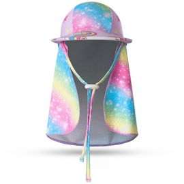 2 - Pack Girls' Sun Protection Swim Cap Set - Cute Cartoon Rainbow Horse Pattern, Quick Dry Nylon Swimming & Wading Hat - RnR Galore