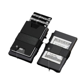 2 - Pack Grey Metal Thin Slim Men Women Pop Up Wallet (10.1 x 6.9 x 1.7 cm) - RFID Anti - theft Card Holder with box - RnR Galore