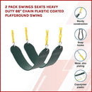 2 Pack Heavy Duty Playground Swing Seats with 66 Inch Plastic Coated Chains for Outdoor Backyard Play - RnR Galore