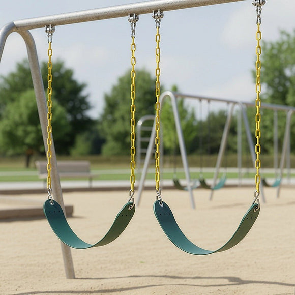 2 Pack Heavy Duty Playground Swing Seats with 66 Inch Plastic Coated Chains for Outdoor Backyard Play - RnR Galore