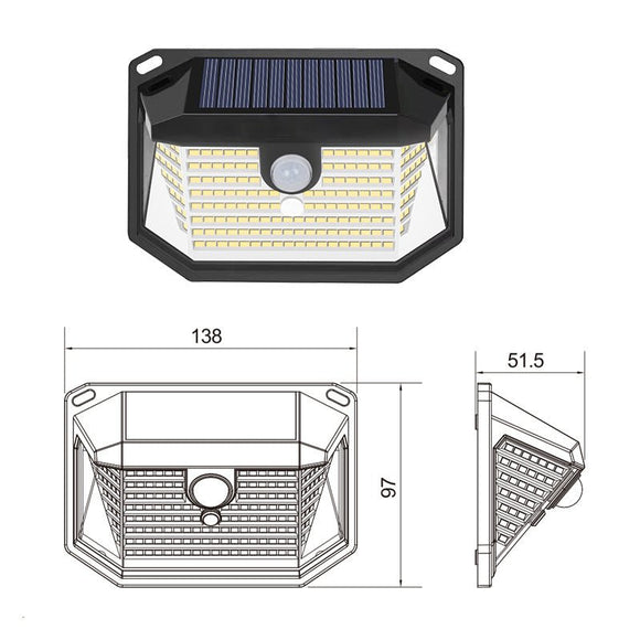 2 - Pack Solar Motion Sensor Wall Light(178 - Bead LED) - 3 Lighting Modes, IP64 Waterproof, Three - Sided Wide - Angle Lighting for Outdoor Security and Garden Lighting - RnR Galore
