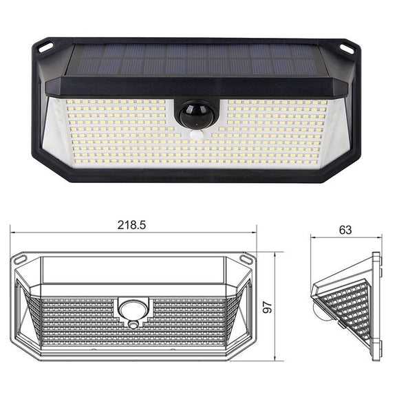 2 - Pack Solar Motion Sensor Wall Light(388 - Bead LED) - 3 Lighting Modes, IP64 Waterproof, Three - Sided Wide - Angle Lighting for Outdoor Security and Garden Lighting - RnR Galore