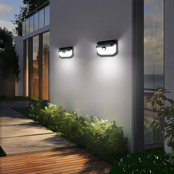 2 - Pack Solar Motion Sensor Wall Light(388 - Bead LED) - 3 Lighting Modes, IP64 Waterproof, Three - Sided Wide - Angle Lighting for Outdoor Security and Garden Lighting - RnR Galore
