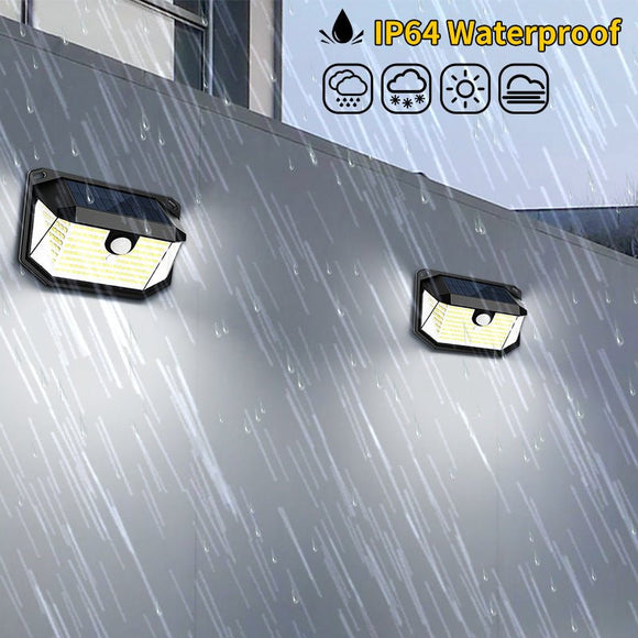 2 - Pack Solar Motion Sensor Wall Light(416 - Bead LED) - 3 Lighting Modes, IP64 Waterproof, Three - Sided Wide - Angle Lighting for Outdoor Security and Garden Lighting - RnR Galore